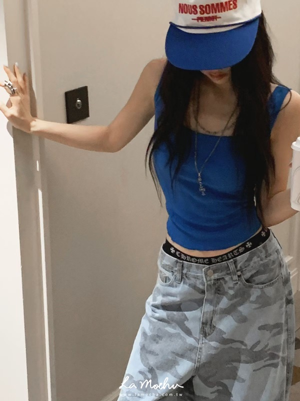 木耳滾邊坑條背心